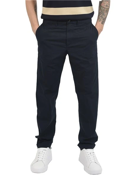 PANTALONI CHINO IN MISTO COTONE STRECTH CON BANDIERINA UOMO BLU