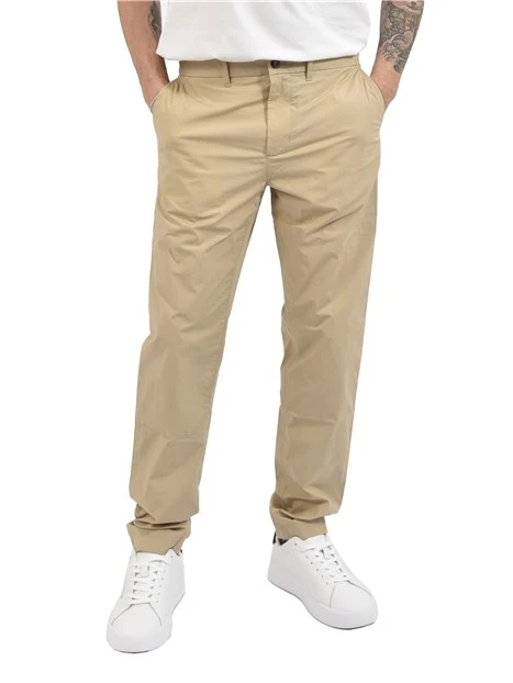 PANTALONI CHINO IN MISTO COTONE STRECTH CON BANDIERINA UOMO BEIGE