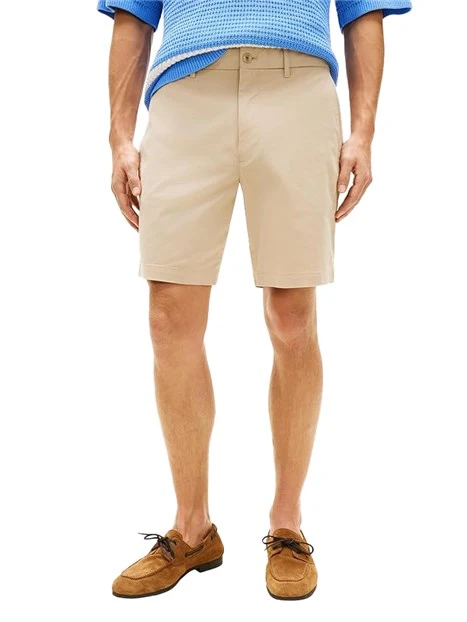 BERMUDA IN COTONE CON BOTTONE E ZIP UOMO BEIGE