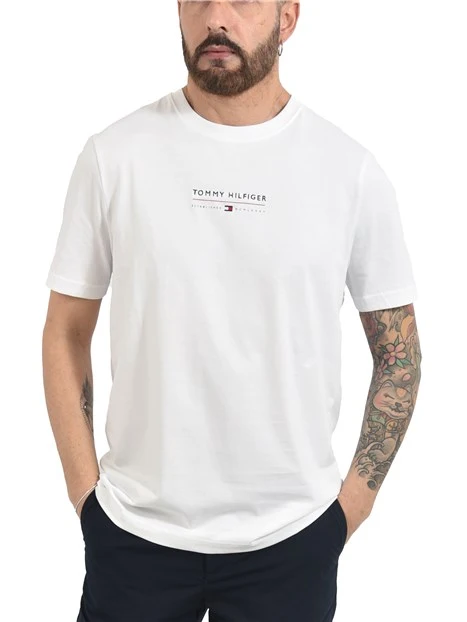 T-SHIRT MANICA CORTA IN COTONE CON LOGO FRONTALE UOMO BIANCO