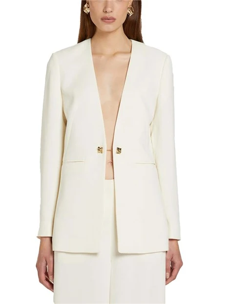 BLAZER MONOPETTO CON CHIUSURA GIOIELLO DONNA BIANCO