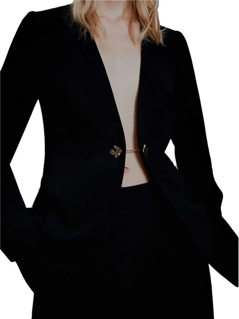 BLAZER MONOPETTO CON CHIUSURA GIOIELLO DONNA NERO