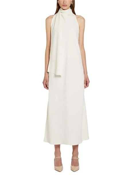 VESTITO LUNGO CON SCIARPA INTEGRATA DONNA BIANCO