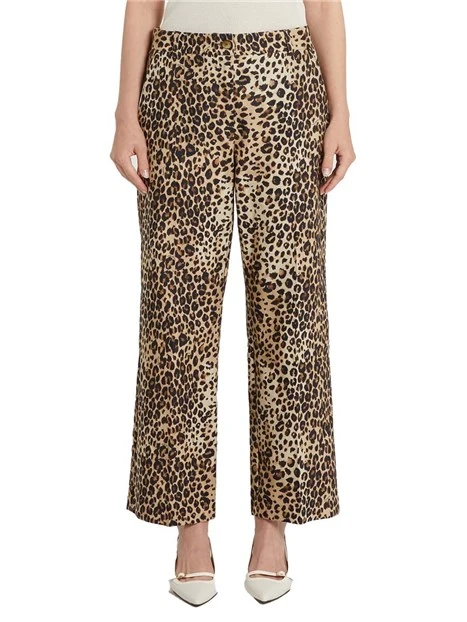 PANTALONE PALAZZO FANTASIA ANIMALIER DONNA BEIGE