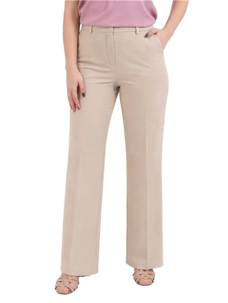 PANTALONI PALAZZO CON TASCHE POSTERIORI ALLA FRANCESE DONNA BEIGE