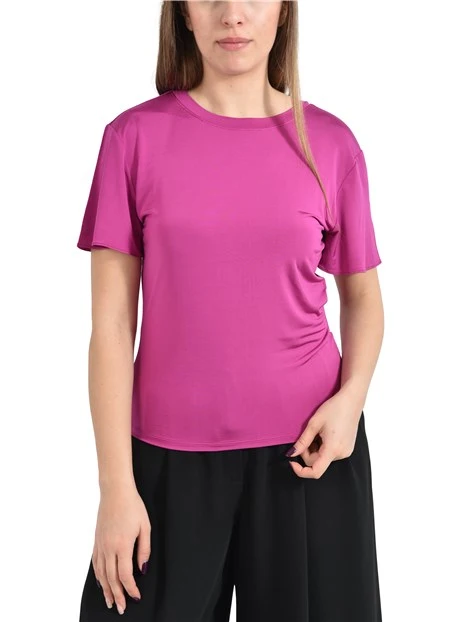T-SHIRT IN JERSEY DI VISCOSA  CON CHIUSURA A GOCCIA DONNA FUCSIA