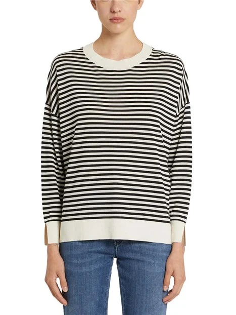 MAGLIA GIROCOLLO IN LYOCELL CON SPACCHI DONNA BLU