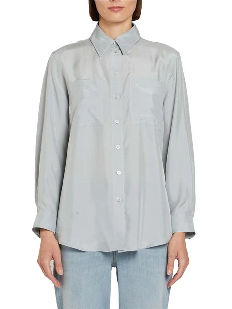 CAMICIA  IN SETA CON COLLO A CAMICIA DONNA AZZURRO