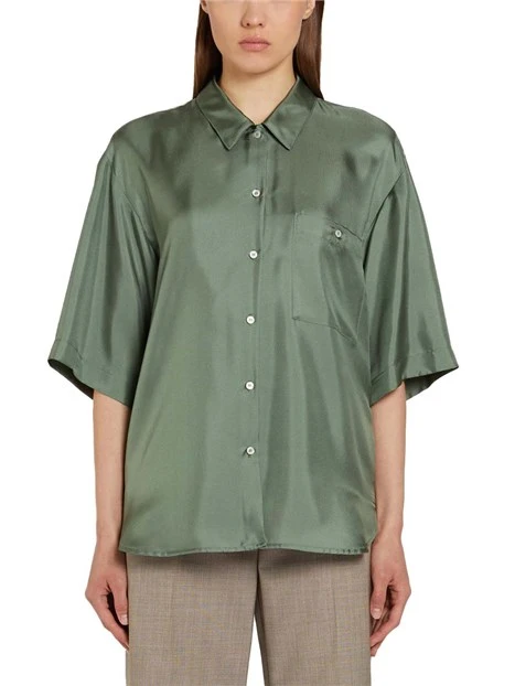 CAMICIA MANICA CORTA CON COLLO A PUNTA DONNA VERDE