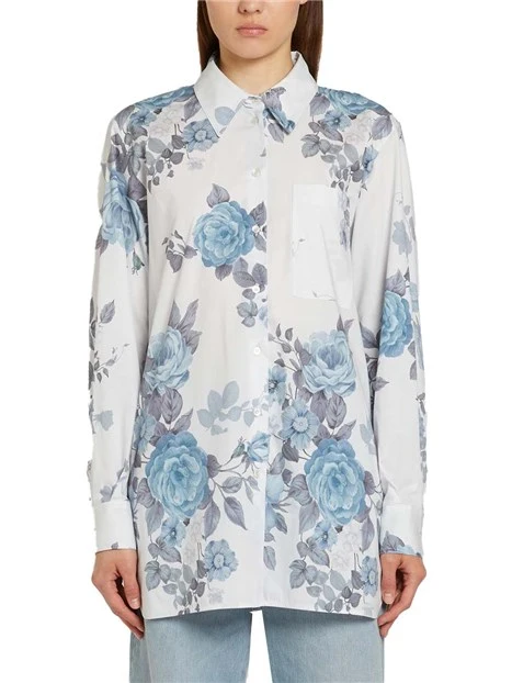 CAMICIA CON STAMPA FLOREALE DONNA AZZURRO