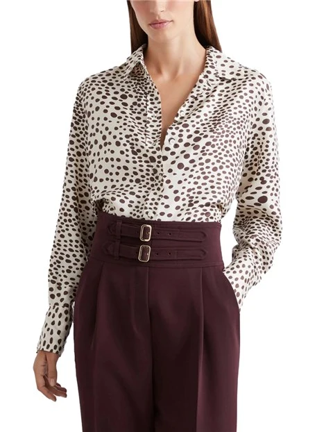 CAMICIA IN SETA CON FANTASIA STAMPATA DONNA BIANCO