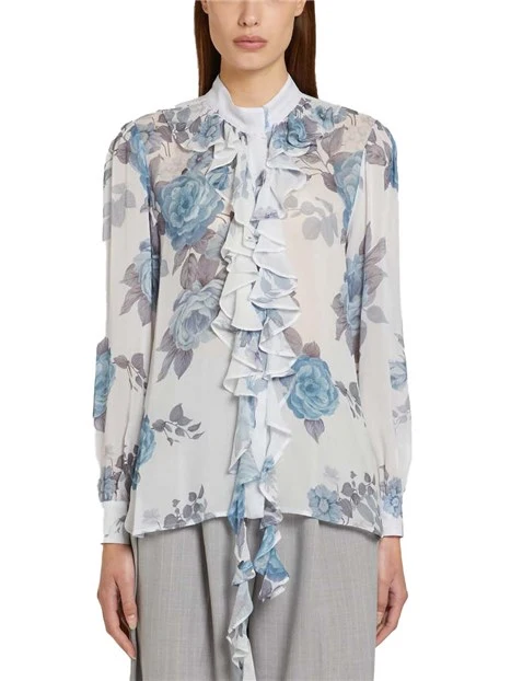 CAMICIA CON STAMPA FIORATA DONNA AZZURRO