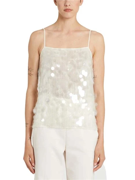 TOP CON PAILLETTES DONNA BIANCO