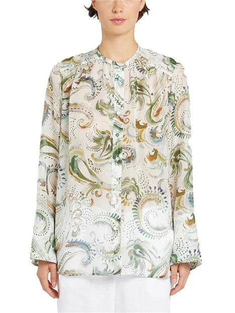 CAMICIA IN  MISTO COTONE CON STAMPA FANTASIA DONNA BIANCO