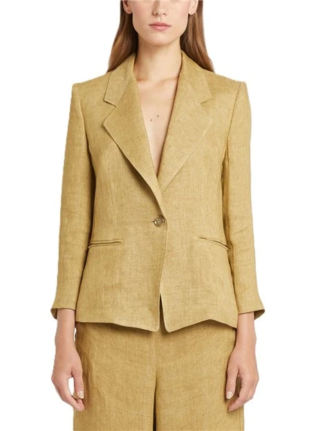 BLAZER IN PURO LINO CON PINCE DONNA MARRONE CHIARO