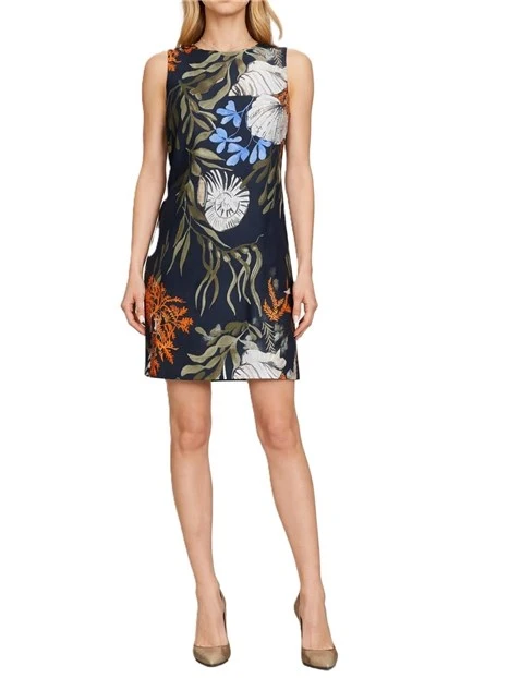 VESTITO CORTO CON STAMPA FANTASIA DONNA NERO