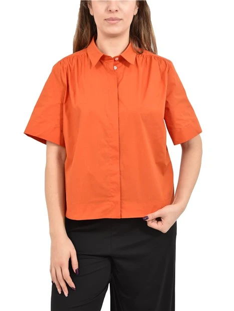 CAMICIA CON ABBOTTONATURA NASCOSTA DONNA ARANCIO