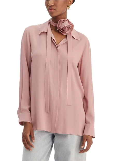 CAMICIA IN MISTO SETA CON FUSCIACCA CON FIORE IN TESSURO REMOVIBILE DONNA ROSA