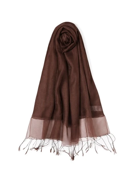 STOLA IN SETA E VISCOSA DONNA MARRONE