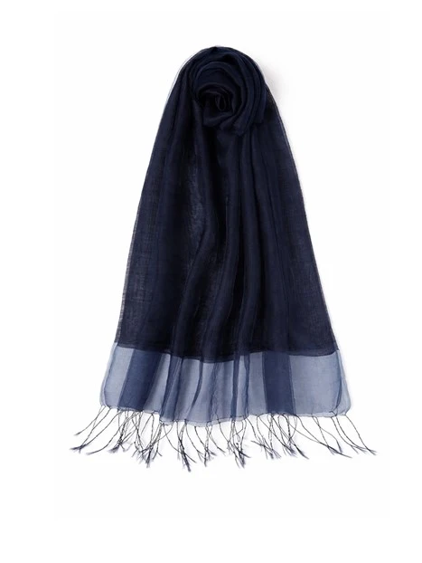 STOLA IN SETA E VISCOSA DONNA BLU