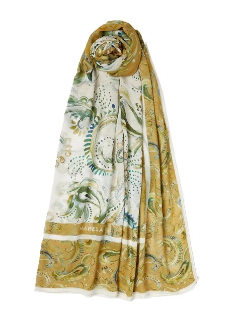 STOLA IN MISTO SETA CON STAMPE DONNA BEIGE