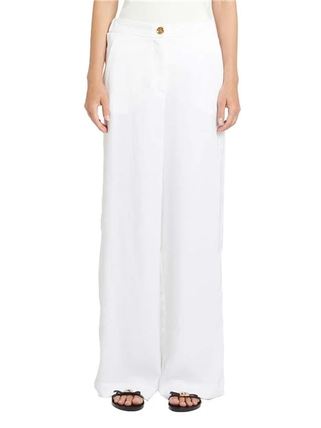 PANTALONI PALAZZO MISTO LINO DONNA BIANCO