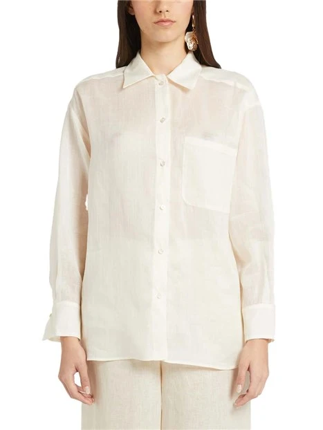 CAMICIA CON TASCHINO APPLICATO SUL PETTO DONNA  BIANCO