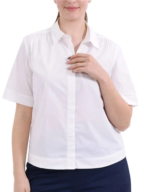 CAMICIA CON ABBOTTONATURA NASCOSTA DONNA BIANCO
