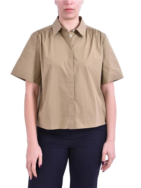 CAMICIA CON ABBOTTONATURA NASCOSTA DONNA MARRONE