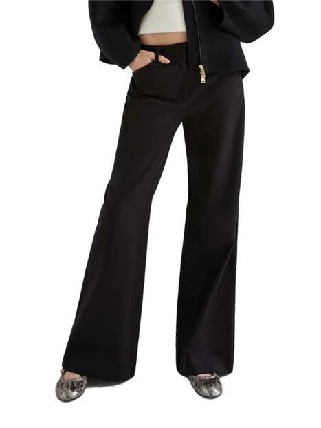 PANTALONE A PALAZZO IN COTONE DONNA NERO