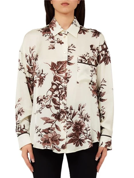 CAMICIA CON STAMPA FLOREALE DONNA MARRONE