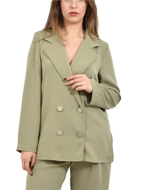 BLAZER DOPPIOPETTO IN TESSUTO FLUIDO CON BOTTONI TONO SU TONO DONNA VERDE