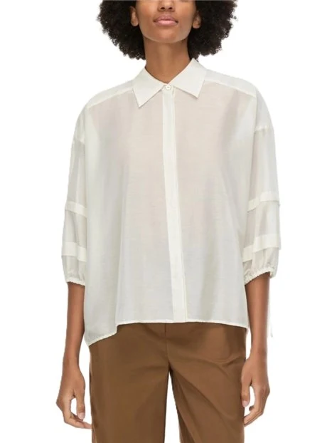 CAMICIA IN MUSSOLA MISTO SETA E COTONE CON POLSI ARRICCIATI DONNA BIANCO