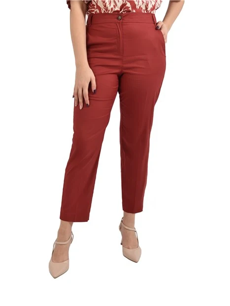 PANTALONI CHINO IN POPELINE MISTO COTONE DONNA ROSSO