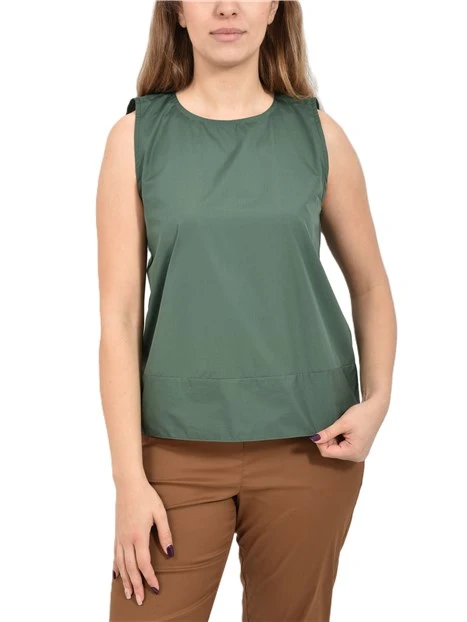 TOP IN COTONE CON BALZA SUL FONDO DONNA VERDE