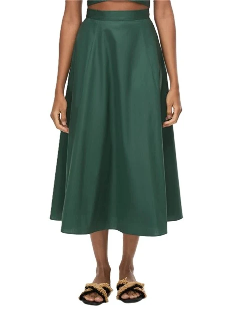 GONNA LUNGA AMPIA IN COTONE CON TAGLI VERTICALI DONNA VERDE