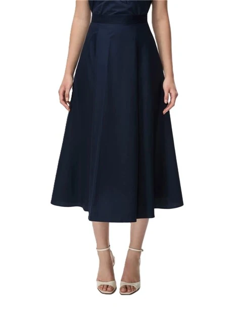 GONNA LUNGA AMPIA IN COTONE CON TAGLI VERTICALI DONNA BLU