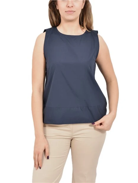 TOP IN COTONE CON BALZA SUL FONDO DONNA BLU
