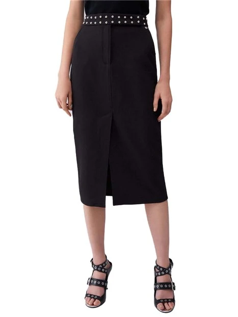 GONNA LUNGA CON BORCHIE APPLICATE DONNA NERO