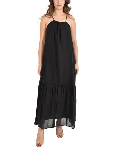 VESTITO LUNGO CON SPALLINE SOTTILI DONNA NERO