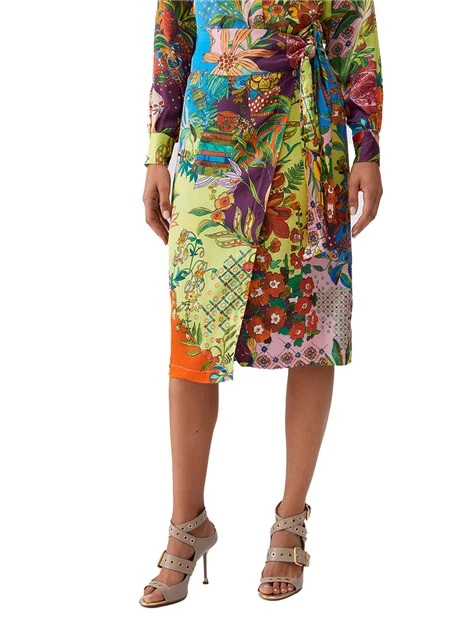 GONNA LUNGA IN VISCOSA CON STAMPA FANTASIA DONNA GIALLO