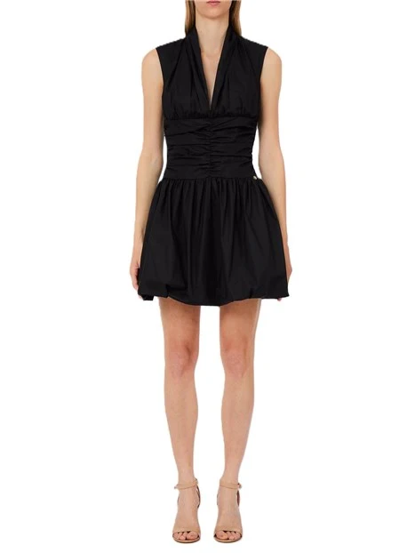 VESTITO CORTO CON SCOLLATURA POSTERIORE A TRIANGOLO DONNA NERO