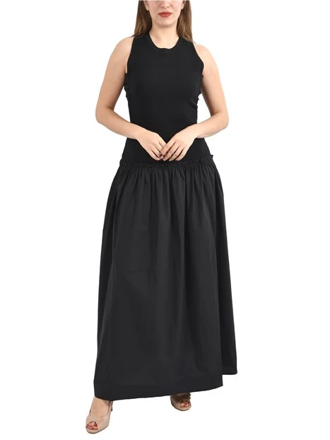 VESTITO LUNGO CON GONNA AMPIA DONNA NERO