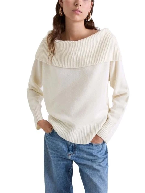 MAGLIA CON SCOLLO A BARCA IN LANA DONNA AVORIO