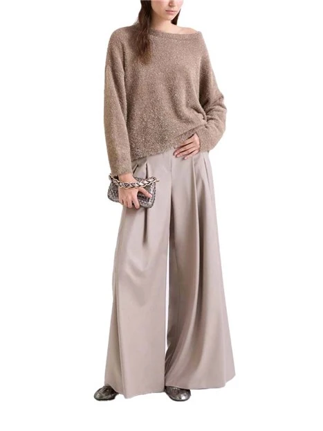 MAGLIA CON SCOLLO A BARCA IN LUREX DONNA MARRONE