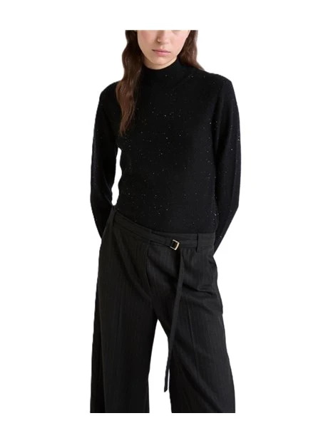 MAGLIA DOLCEVITA CON MICRO PAILLETTE DONNA NERO