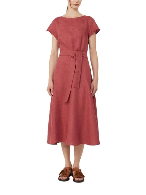 VESTITO LUNGO IN LINO TAGLIO ASIMMETRICO DONNA ROSSO