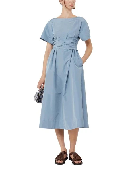 VESTITO LUNGO CON SCOLLO A BARCHETTA DONNA AZZURRO