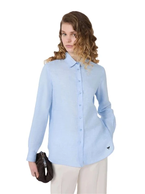 CAMICIA COLLETTO A PUNTA DONNA AZZURRO