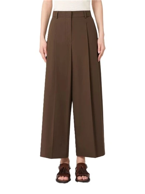 PANTALONI CROPPED IN GARBADINA DI COTONE STRETCH DONNA MARRONE